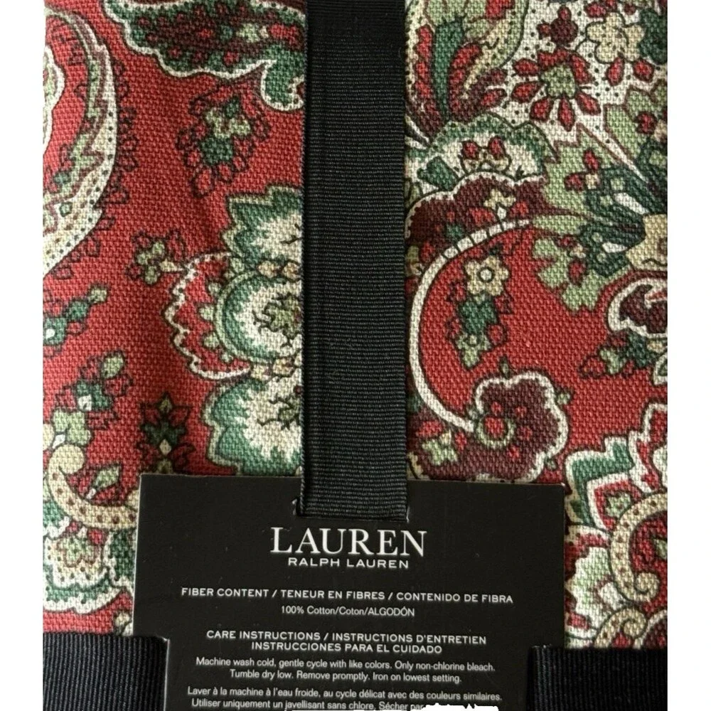 Ralph Lauren Christmas Jacobean Paisley Napkins Fabric Holiday Red Set Of 4